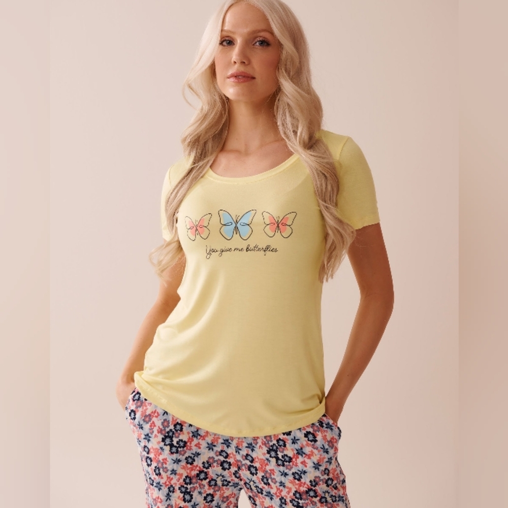 La Vie En Rose Yellow Butterfly Tee